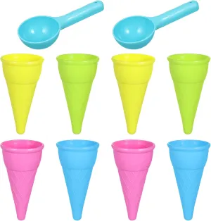 Toodler Toys 10 Pieces Plastic Ice Cream Cones Scoop Outdoor Beach Toys Set Kids Sand Mold Set Seaside Play Sand Toys for Kids Outdoor Toys