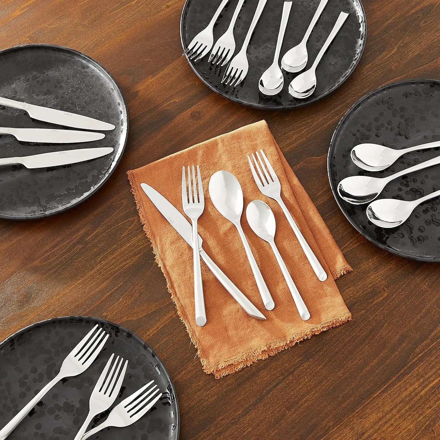 Towle Living Satin Wave 20-Piece Forged Stainless Steel Flatware Set, Service for 4