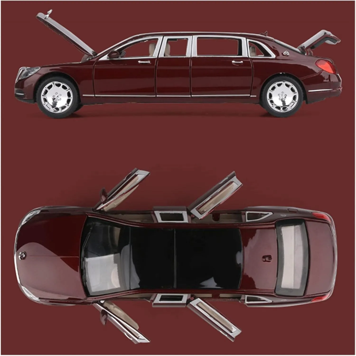 Toy car Model 1:24 for Maybach S600 Metal Car Model Diecast Alloy High Simulation 6 Doors Can Be Opened Toys (Color : Black)