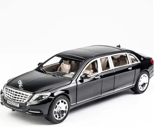 Toy car Model 1:24 for Maybach S600 Metal Car Model Diecast Alloy High Simulation 6 Doors Can Be Opened Toys (Color : Black)
