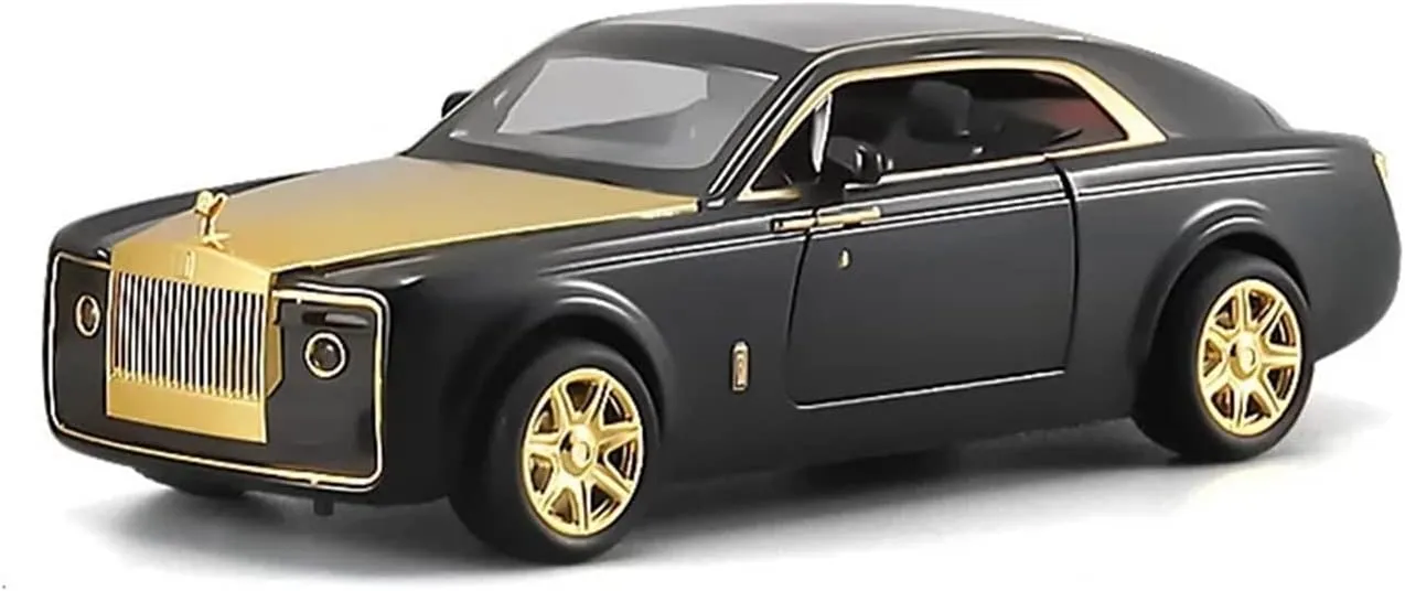 Toy car Model 1:24 for Rolls-Royce Sweptail Alloy Car Model Light Sound Effect Diecast Toys Gift (Color : Black)