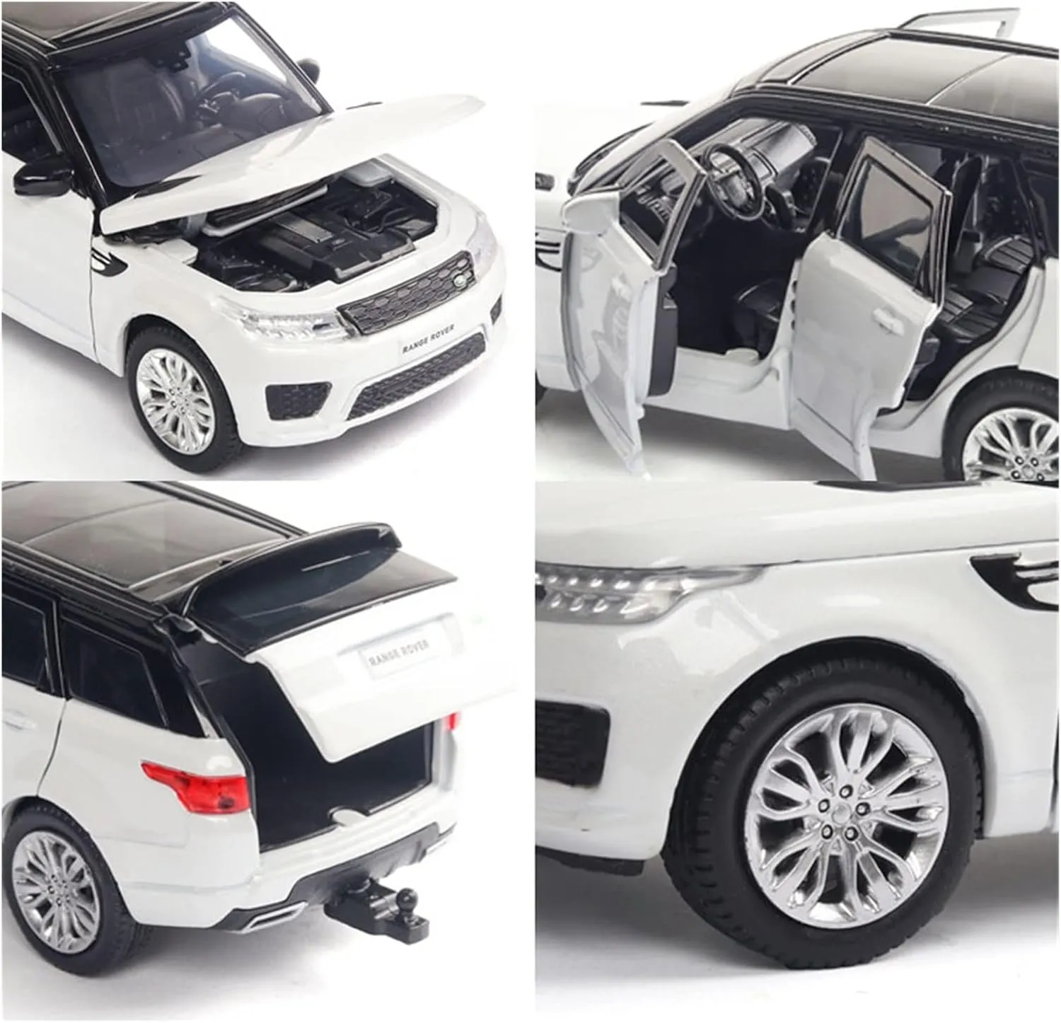 Toy car Model 1:32 Alloy Car for Land-Rover Range Rover Sports Car Model with Sound and Light Toys (Color : White)