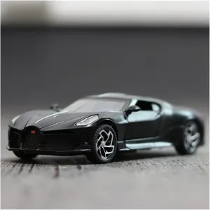 Toy car Model 1/32 for Bugatti La Voiture Noire Sport Car Model Toys Alloy Diecast Sport Car with Pull Back Sound Light (Color : Bright Black)