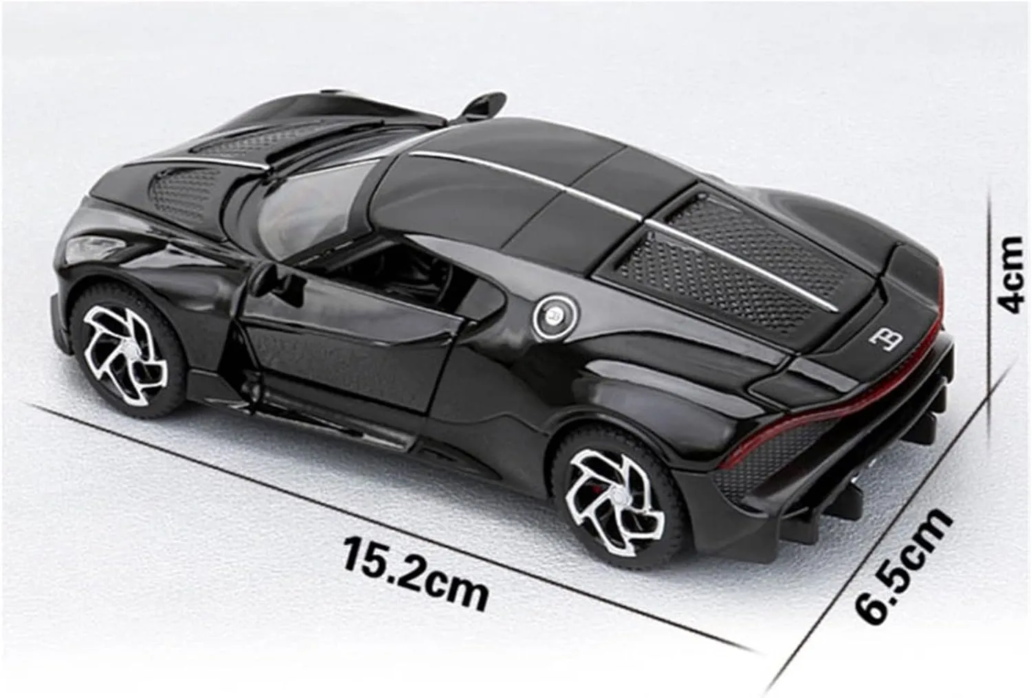 Toy car Model 1/32 for Bugatti La Voiture Noire Sport Car Model Toys Alloy Diecast Sport Car with Pull Back Sound Light (Color : Matte Black)