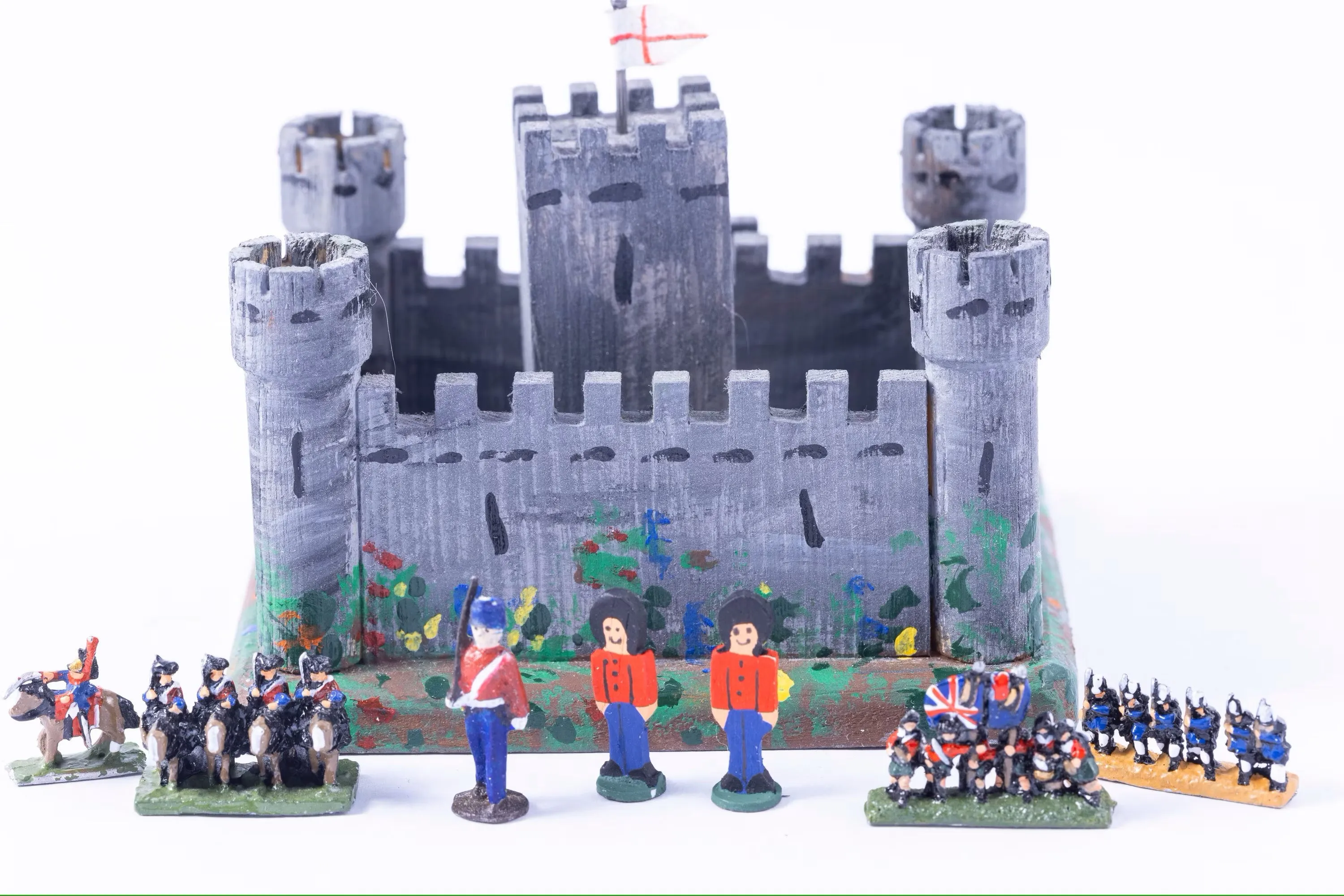 Toy Castle with Soldiers - Wooden Toy Castle with Hand Painted Soldiers