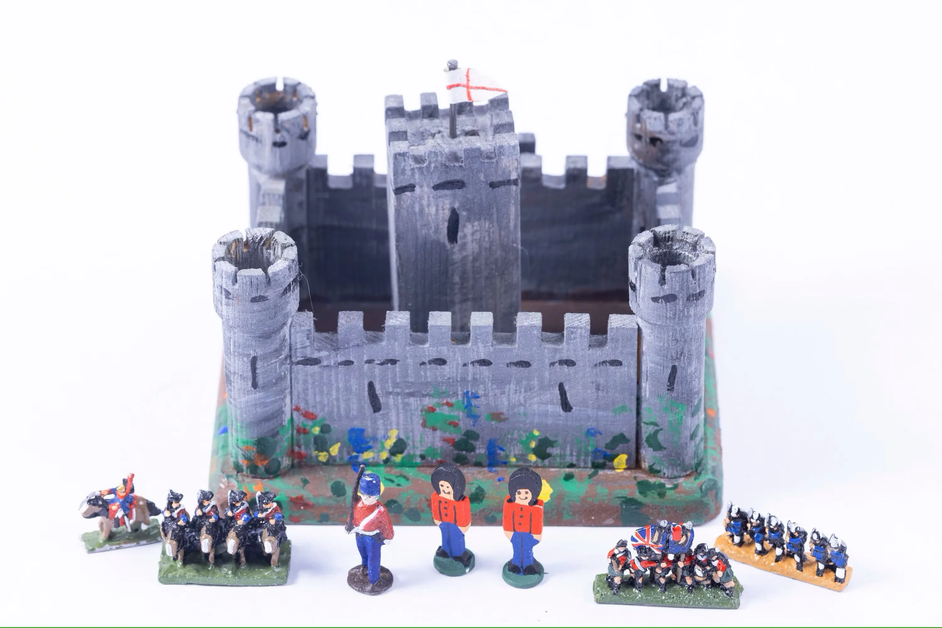 Toy Castle with Soldiers - Wooden Toy Castle with Hand Painted Soldiers
