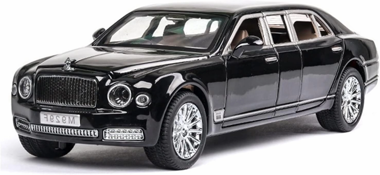 Toy car Model 1/24 Diecast Alloy Car Model Toy for Mulsanne Extended Black Car 6 Doors Opened Toys for Collection