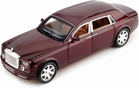 Toy car Model 1:24 for Rolls-Royce Phantom Alloy Car Model Light Sound Effect Diecast Car Boys Birthday Gift (Color : Red)