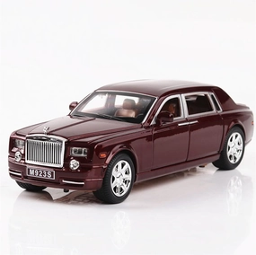 Toy car Model 1/24 for Rolls Royce Phantom Diecast Car Model Pull Back Function 6 Doors Opened Toys for Children (Color : Red)