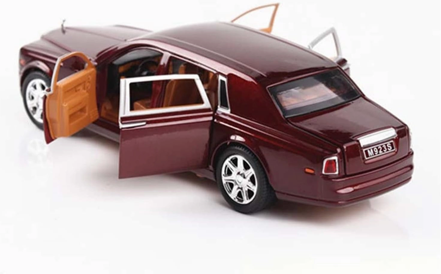 Toy car Model 1/24 for Rolls Royce Phantom Diecast Car Model Pull Back Function 6 Doors Opened Toys for Children (Color : Red)