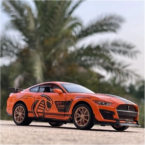 Toy car Model 1/32 for Ford Mustang Shelby GT500 Alloy Sports Car Model Diecast with Sound and Light Toy Gift (Color : Orange)