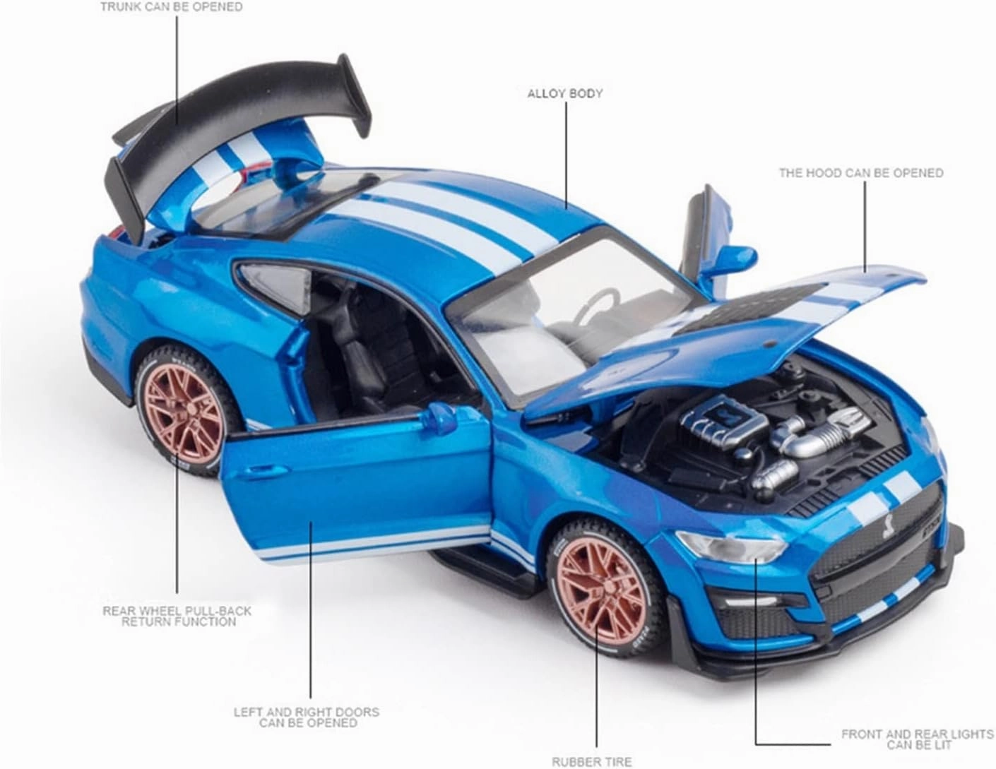 Toy car Model 1:32 for Ford Mustang Shelby GT500 Car Model Alloy Pull Back Kid Toy Gifts (Color : H8)
