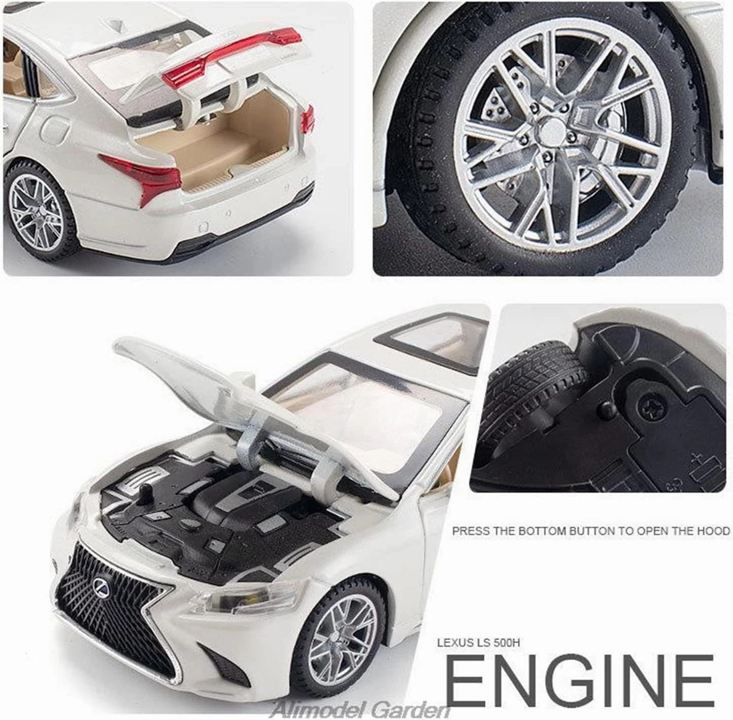 Toy car Model 1:32 for Lexus LS500H Alloy Car Model Diecasts Miniature Toys for BOY (Color : Black)