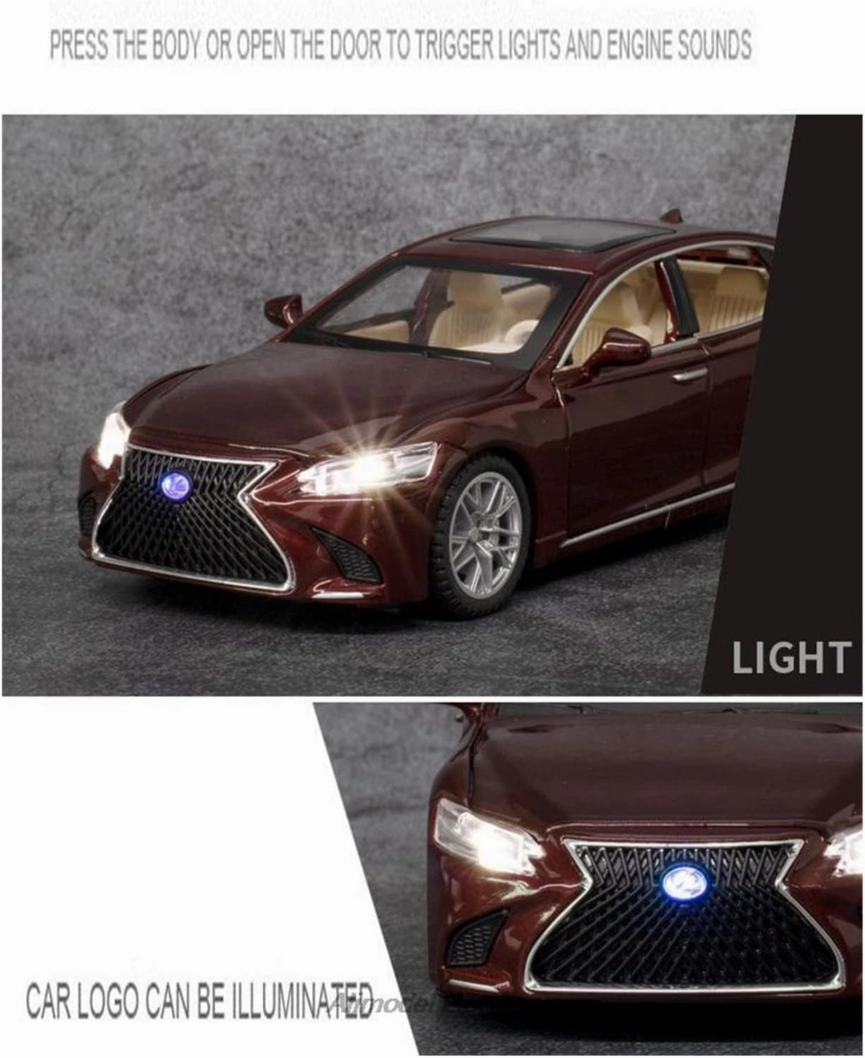 Toy car Model 1:32 for Lexus LS500H Alloy Car Model Diecasts Miniature Toys for BOY (Color : Black)