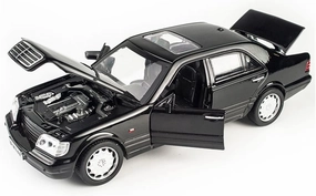 Toy car Model 1:32 for Mercedes Benz S W140 Alloy Model Car Sound Light Pull-Back Toys for Children (Color : Black)