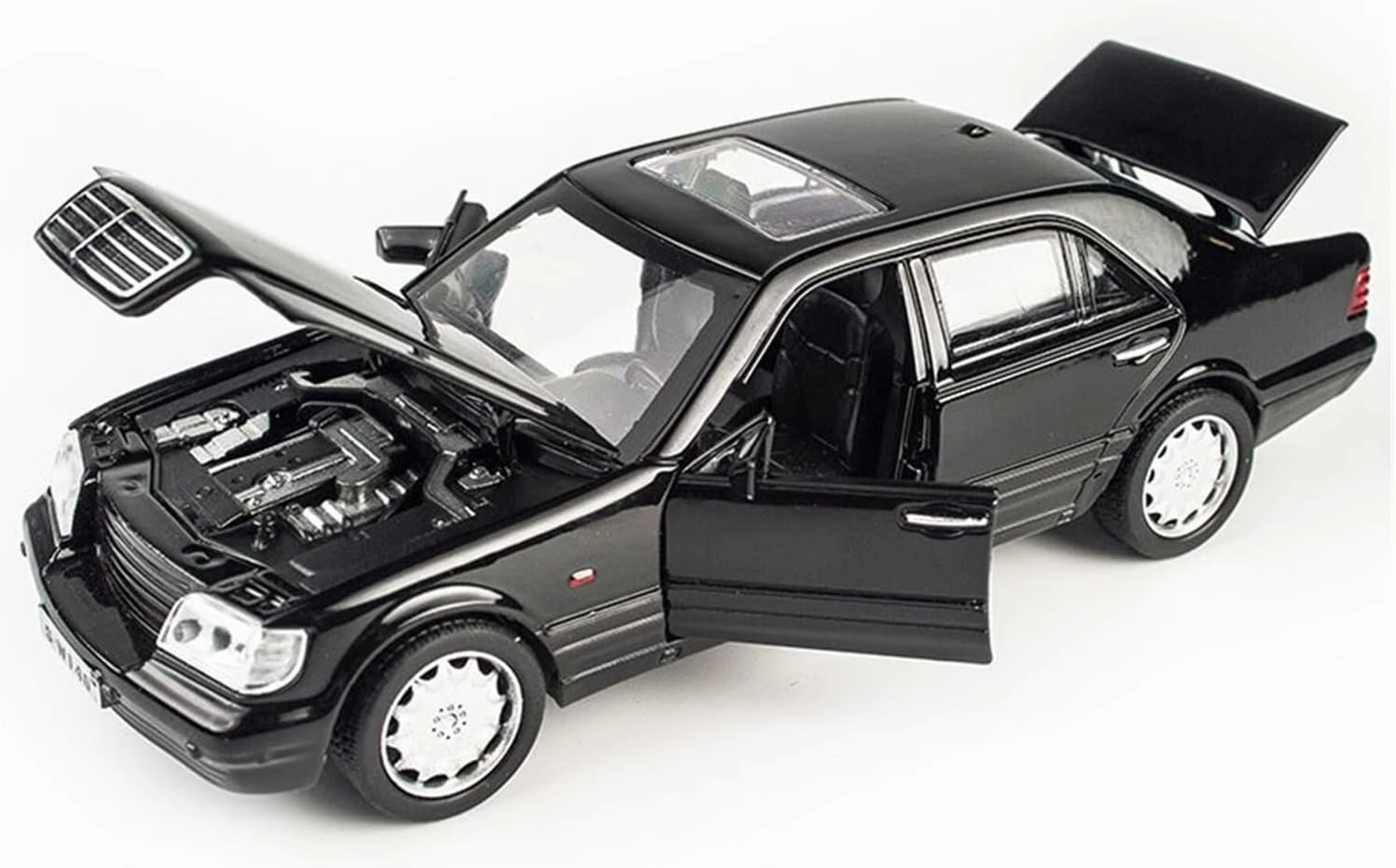 Toy car Model 1:32 for Mercedes Benz S W140 Alloy Model Car Sound Light Pull-Back Toys for Children (Color : Black)
