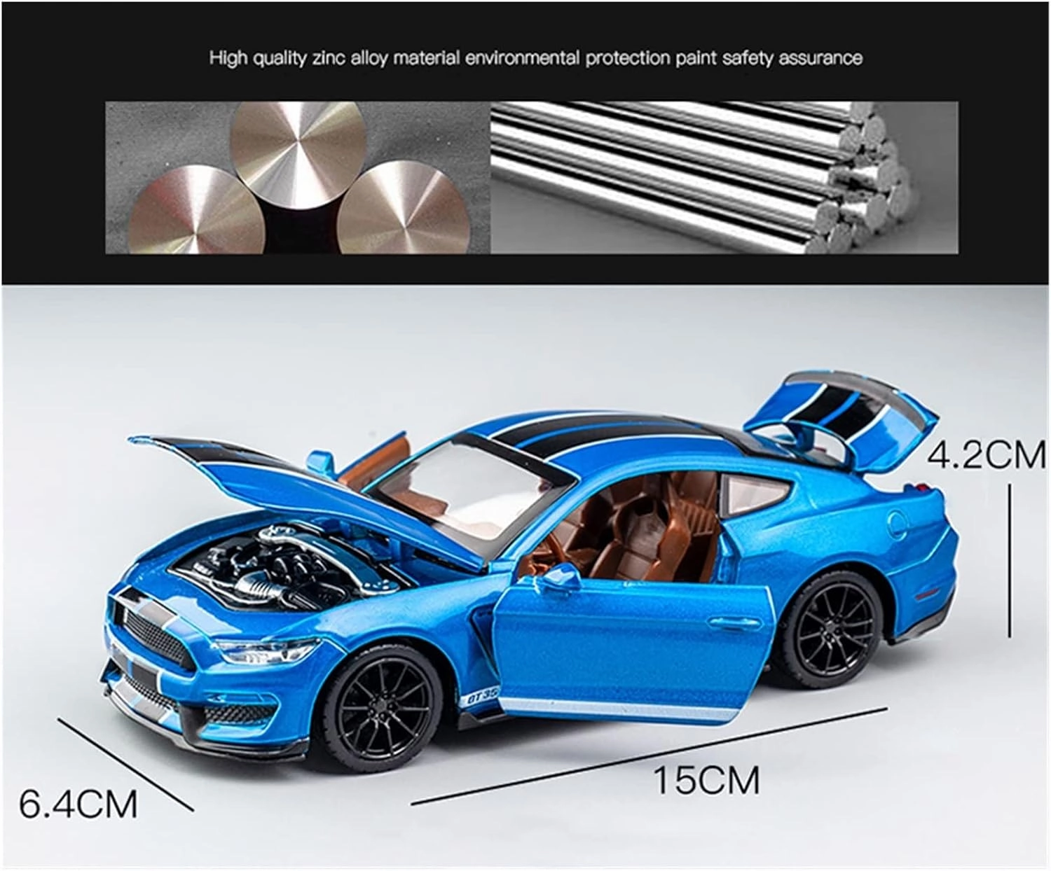 Toy car Model 1:32 High Simulation Supercar for Ford Mustang Shelby GT350 Car Model Alloy Pull Back Kid Toy (Color : C3)