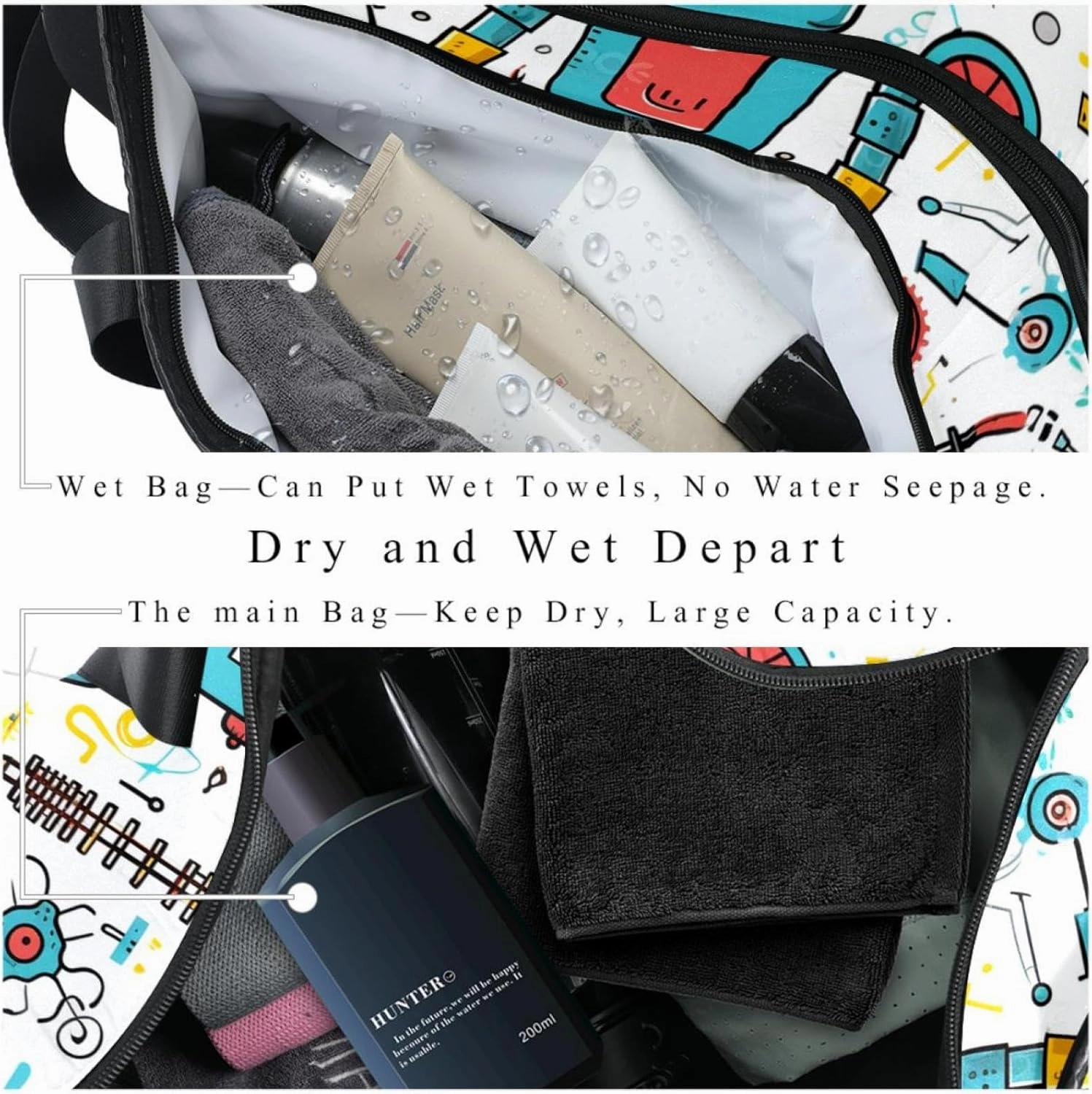 Travel Bag,Mens Gym Bag,Womens Gym Bag,Science and Funny Robots,Sports Bag