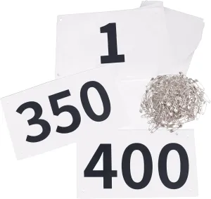 TRIWONDER Tyvek Race Bibs Running Numbers with Safety Pins, Large Numbers 1-500 for Marathon Runners Events Sports Games