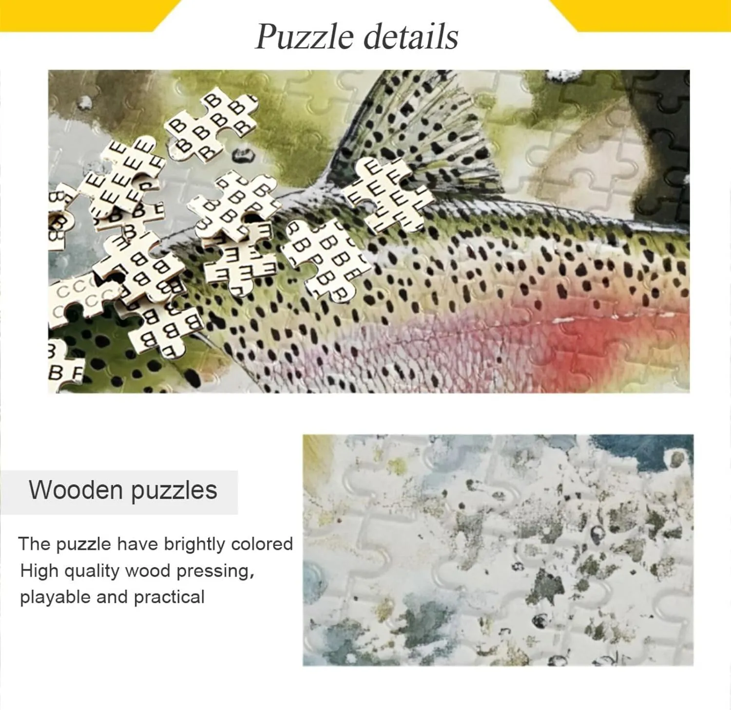 Trout Fish River Jigsaw Puzzle 1000 Piece, Educational Intellectual Decompression Puzzle Game Jigsaw Puzzle for Adult Active Thinking Party Entertainment, Family Games