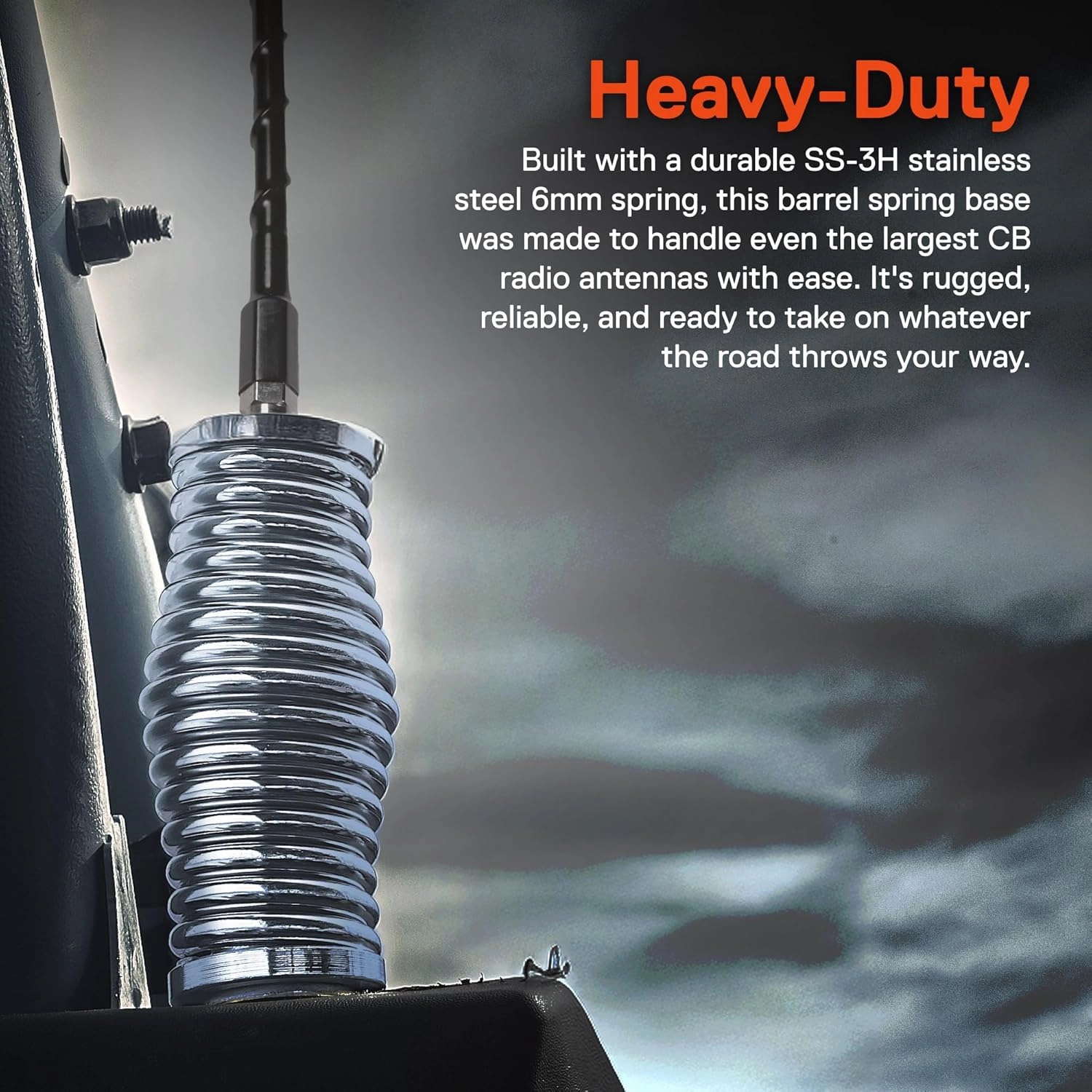 True MODS Black 2pc Heavy-Duty Stainless Steel CB Radio Antenna Spring Mount Base [3/8" 24 Thread] for Offroad UTV ATV SxS Side-by-Side 4 Wheeler Polaris RZR Razor Can-Am Maverick X3 Semi Truck Car