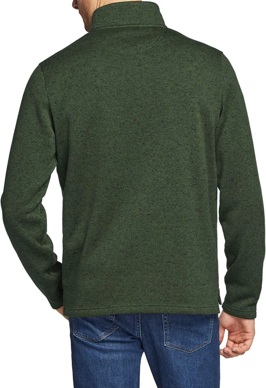 TSLA Men's Quarter Zip Thermal Fleece Lined Sweater, Winter Lightweight Soft Pullover Collar Sweatshirt