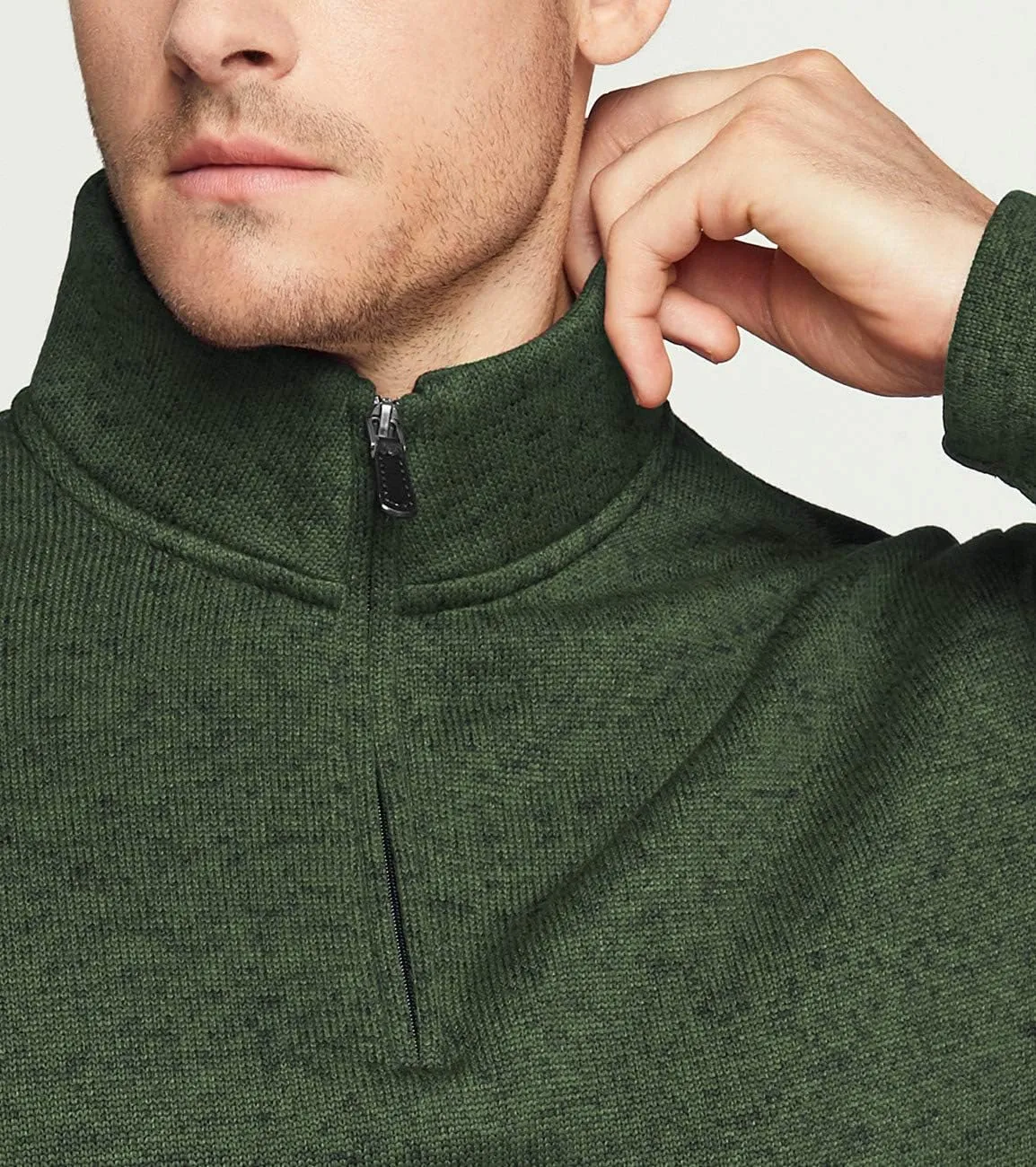 TSLA Men's Quarter Zip Thermal Fleece Lined Sweater, Winter Lightweight Soft Pullover Collar Sweatshirt