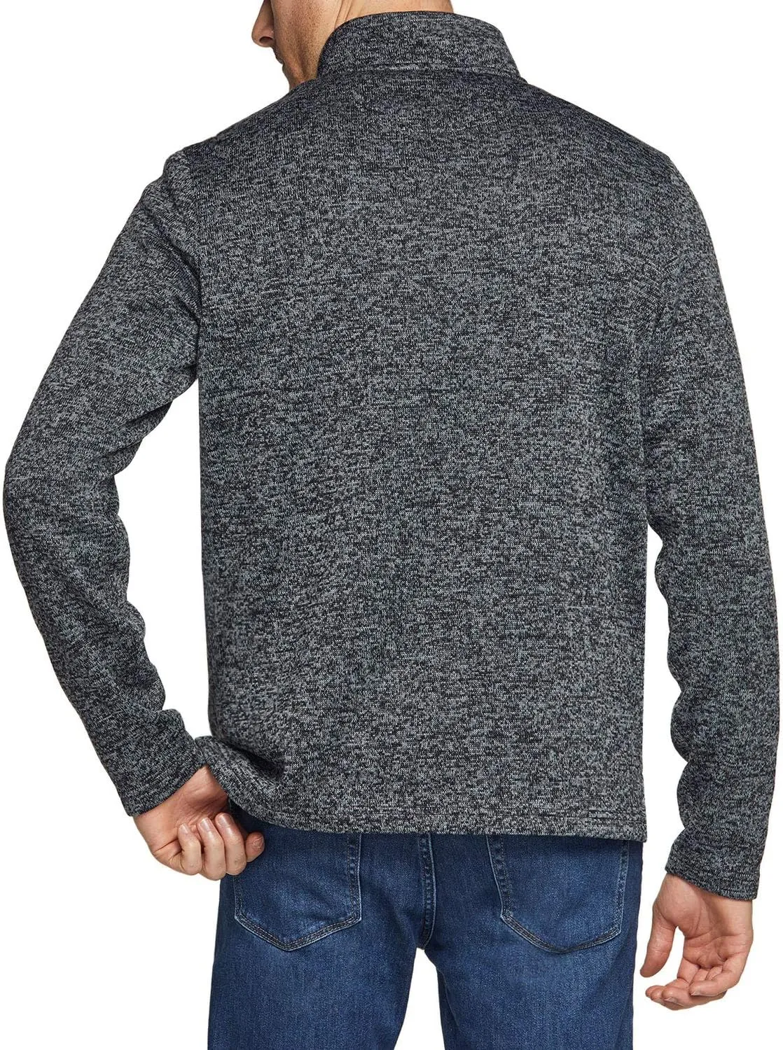 TSLA Men's Quarter Zip Thermal Fleece Lined Sweater, Winter Lightweight Soft Pullover Collar Sweatshirt