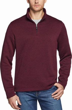 TSLA Men's Quarter Zip Thermal Fleece Lined Sweater, Winter Lightweight Soft Pullover Collar Sweatshirt