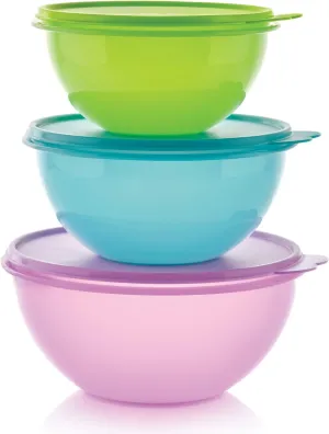 Tupperware Brand Wonderlier Bowl Set - 3 Containers to Prep, Store & Serve Meals   Lids - Dishwasher Safe - BPA Free