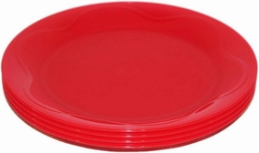 Tupperware Set of 4 Plates 8" Round Open House Floresta Red