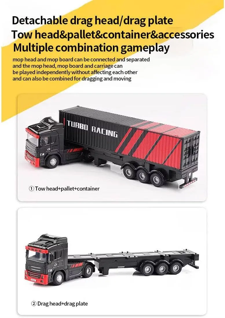 Turbo Drift RC Racing Truck Tractor, 1/76 2.4G RC 3CH Electric 4WD High Speed Off-Road Truck Remote Control All Terrain Racing Car Toy Gifts for Beginner Adults - RTR Version
