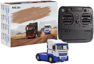 Turbo Drift RC Racing Truck Tractor, 1/76 2.4G RC 3CH Electric 4WD High Speed Off-Road Truck Remote Control All Terrain Racing Car Toy Gifts for Beginner Adults - RTR Version