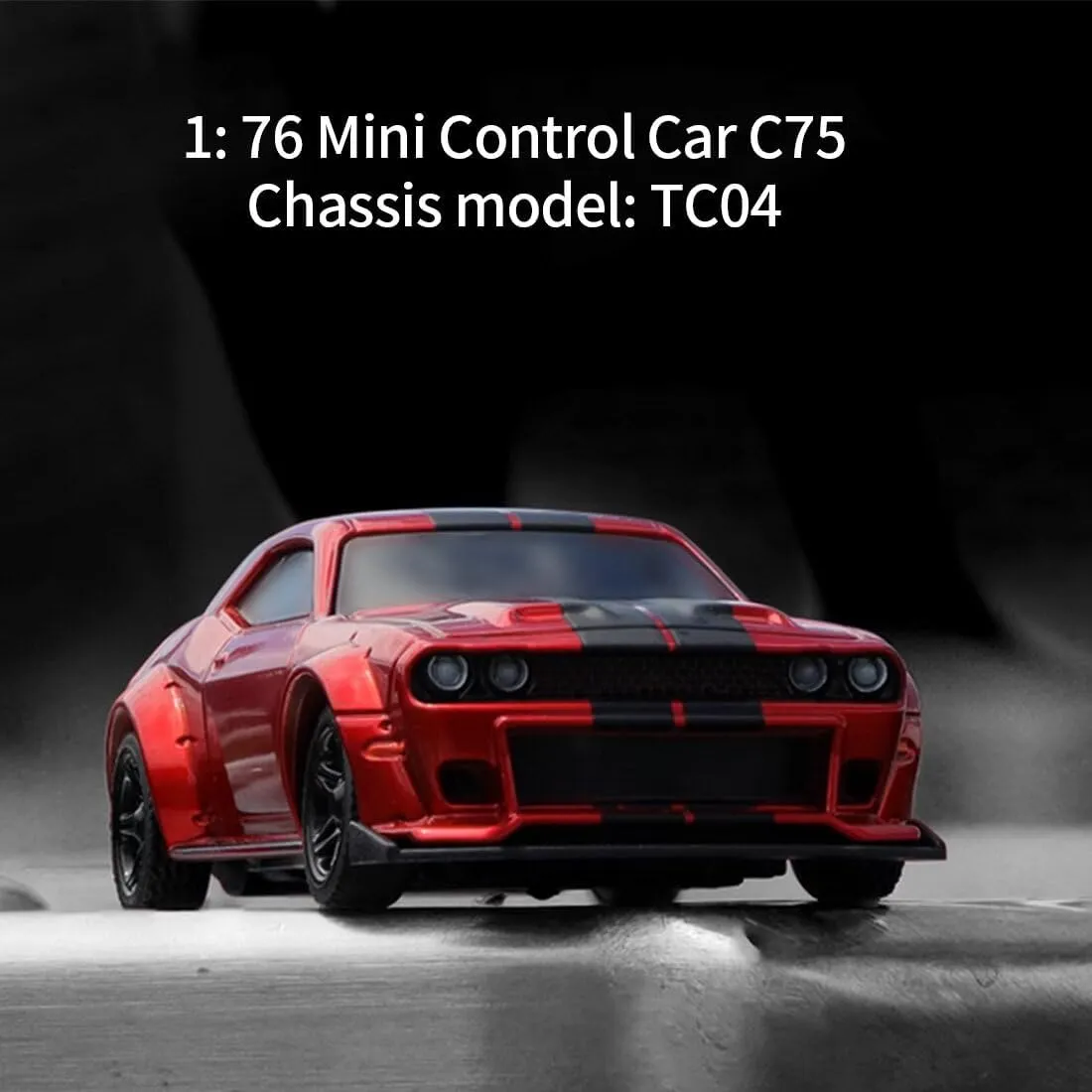 Turbo Racing 1/76 Scale Racing Mini RC Drift Car, 2.4G RC 4CH Electric Rear-Drive Racing Car Model, Birthday Xmas Gift for Adults（Red）