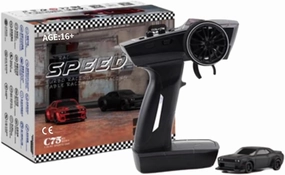 Turbo Racing 1/76 RC Drift Car, 2.4GHz 3CH Electric RWD Mini Remote Control Racing Vehicle, Desktop Scale Model for Hobbyists (RTR/Black)