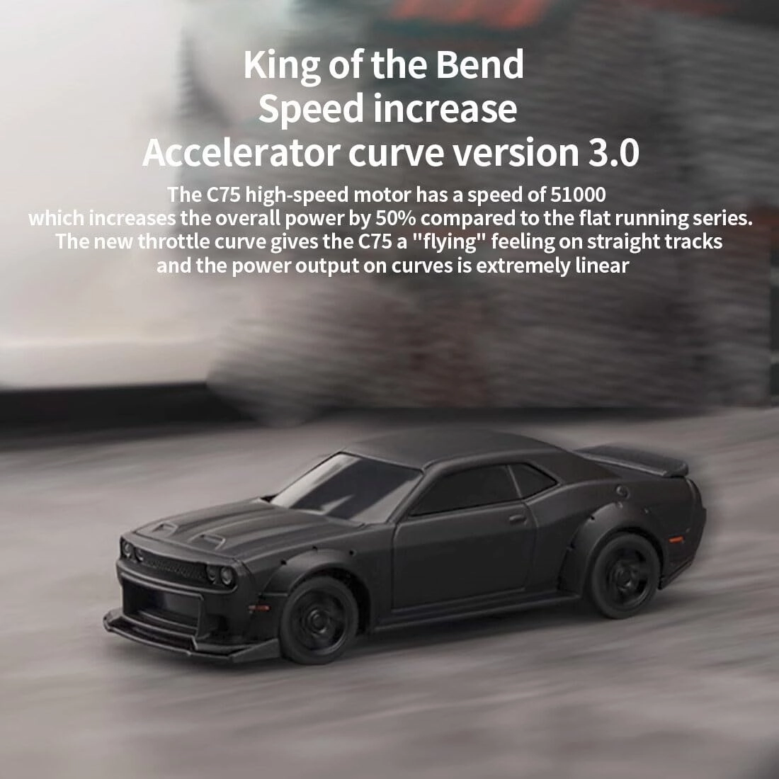Turbo Racing 1/76 RC Drift Car, 2.4GHz 3CH Electric RWD Mini Remote Control Racing Vehicle, Desktop Scale Model for Hobbyists (RTR/Black)