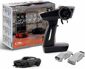 TurboRC C75-Black 1:76 Mini Sports Car 4CH 2.4GHZ Remote Control Full Proportional RTR Kit with 2 Replaceable Body Shell