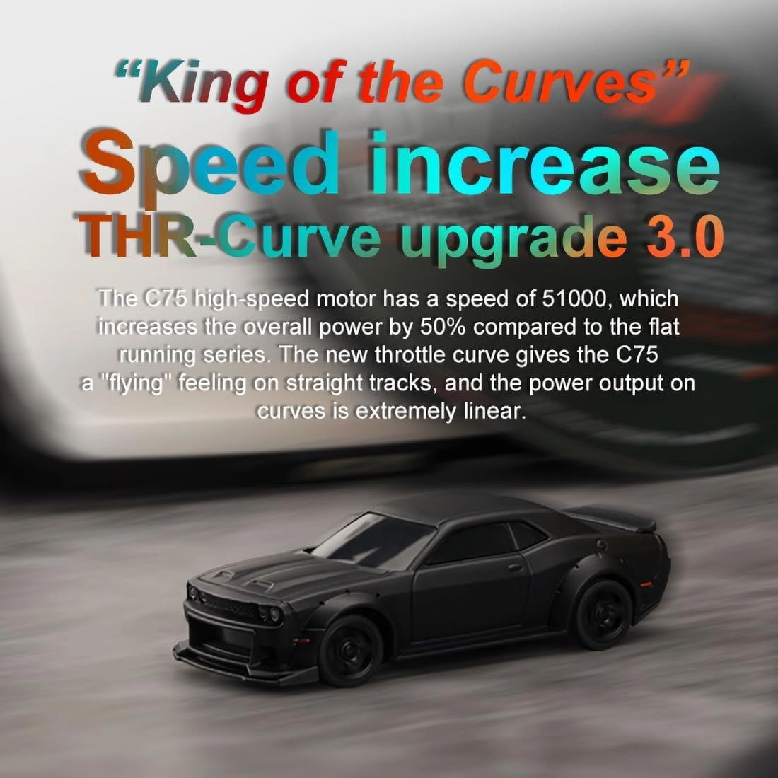 TurboRC C75-Black 1:76 Mini Sports Car 4CH 2.4GHZ Remote Control Full Proportional RTR Kit with 2 Replaceable Body Shell