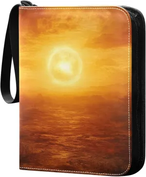 Twilight Oil Painting Card Binder 4 Pocket Trading Card Album Fits 400 Sports/Game Cards, PU Cover 3 Ring Card Collection with 50 Removable Sleeves