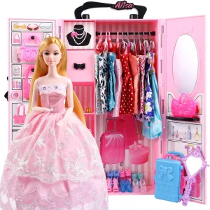 UCanaan Girl Doll and Closet Set with Doll Clothes and Accessories Items Including Fashion Dolls, Dressand Many Other Accessories (Refer Picture Shows)，Best Gitfs for Girls Christmas Birthday