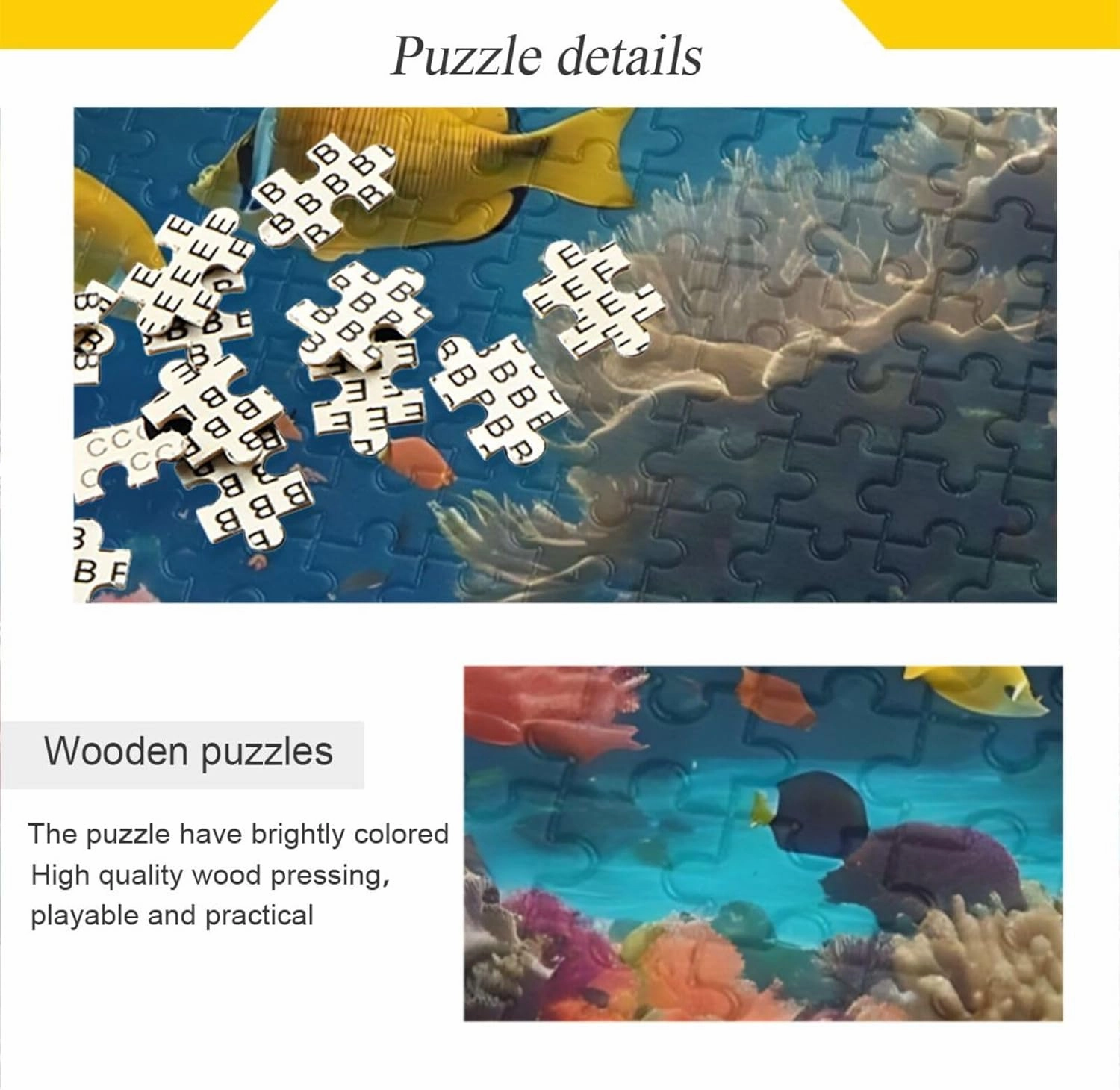 Underwater World Fish Jigsaw Puzzle 500 Piece, Educational Intellectual Decompression Puzzle Game Jigsaw Puzzle for Adult Active Thinking Party Entertainment, Family Games