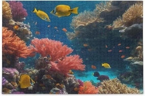 Underwater World Fish Jigsaw Puzzle 500 Piece, Educational Intellectual Decompression Puzzle Game Jigsaw Puzzle for Adult Active Thinking Party Entertainment, Family Games