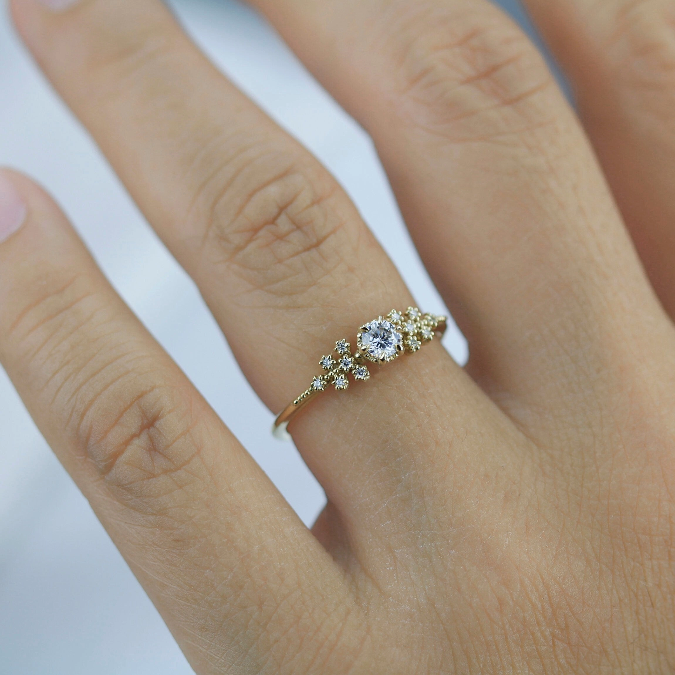 Unique diamond engagement ring, simple diamond ring 0.25ct natural diamond