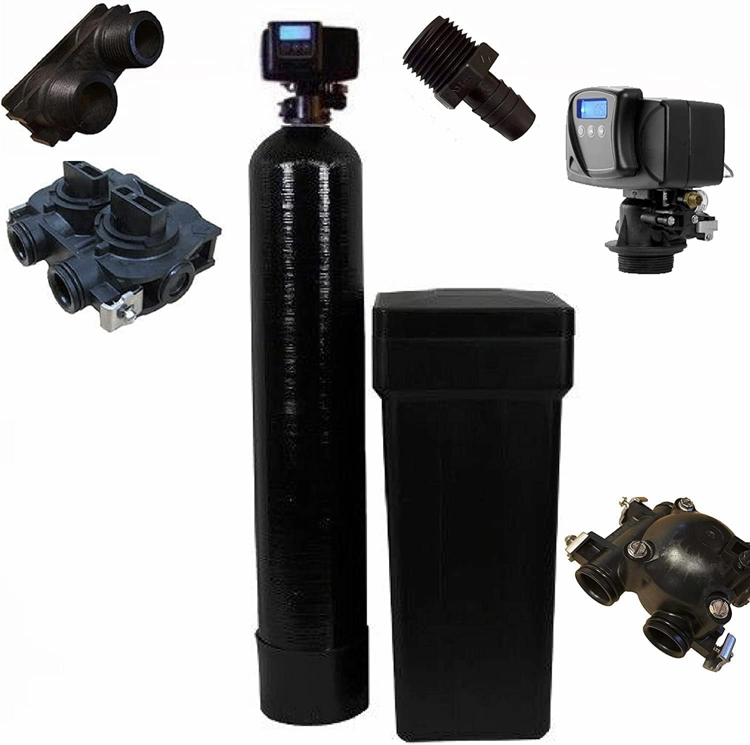 Upgraded 10% Crosslink Fleck 5600SXT Metered On Demand 48k 48,000 grain Loaded tank, complete system with brine tank and 1" bypass, durable 10% upgraded resin