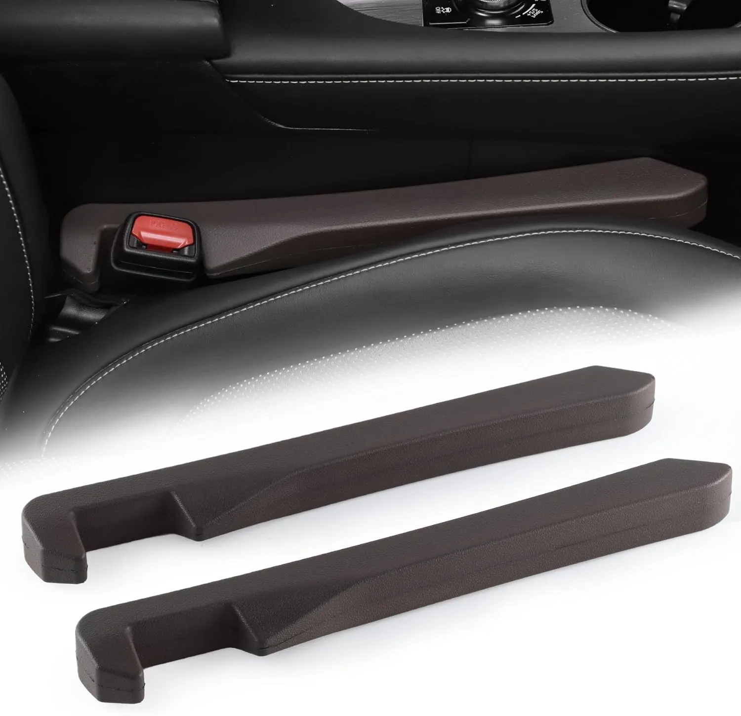 Urehepo 2pcs Elastic Car Seat Gap Filler Organizer, Universal Interior Car Accessories to Stop Things from Dropping and Add Style for Car SUV and Truck, Fill The Gap Between Seat and Console - Brown