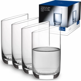 Villeroy & Boch NewMoon Tumbler Set, 4 Pieces, Elegant, Modern Sloping Day use, Crystal Glass, Transparent, Dishwasher Safe