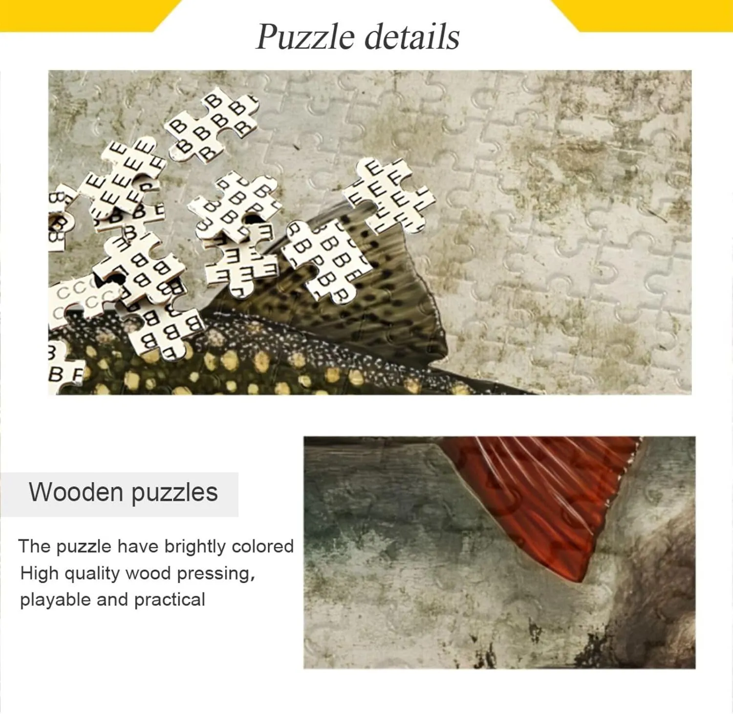 Vintage Trout Fish Jigsaw Puzzle 500 Piece, Educational Intellectual Decompression Puzzle Game Jigsaw Puzzle for Adult Active Thinking Party Entertainment, Family Games