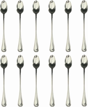 Wallace Continental Bead 18/10 Stainless Steel Iced Beverage Spoon (Set of Twelve)