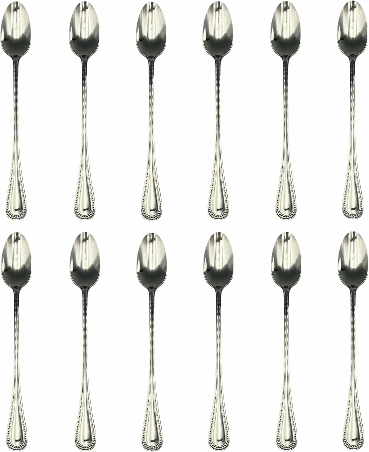 Wallace Continental Bead 18/10 Stainless Steel Iced Beverage Spoon (Set of Twelve)