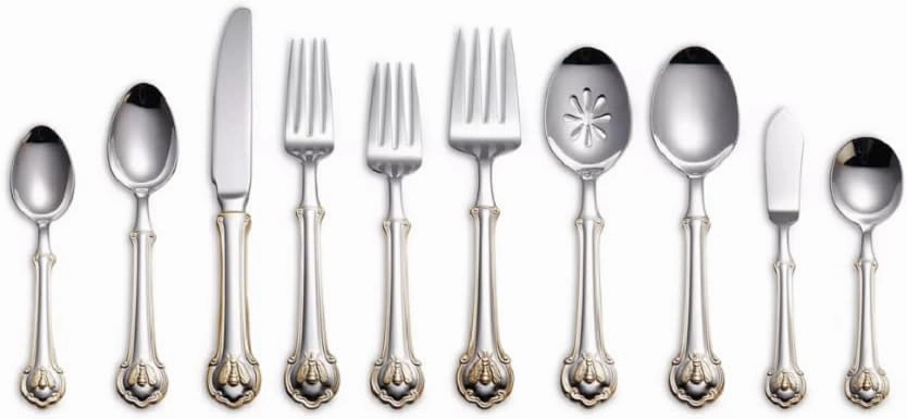 Wallace Napoleon Bee Gold Accent 18/10 Stainless Steel 53pc. Flatware Set
